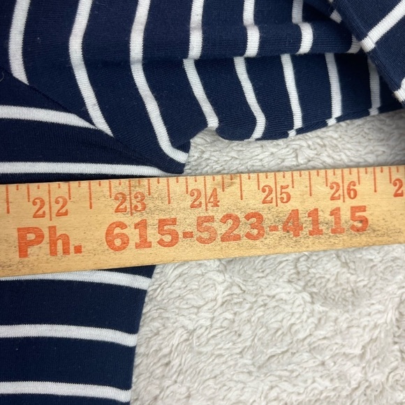 GAP Luxe Navy Striped Nautical Crew Neck Long Sleeve Size Large Preppy Prep - Picture 13 of 13